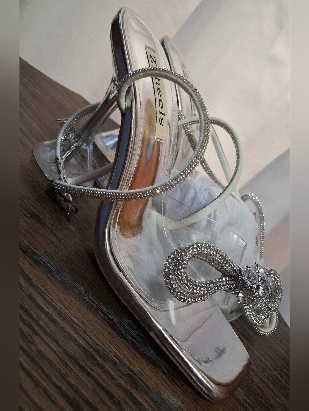 Silver Crystal Strappy Heels